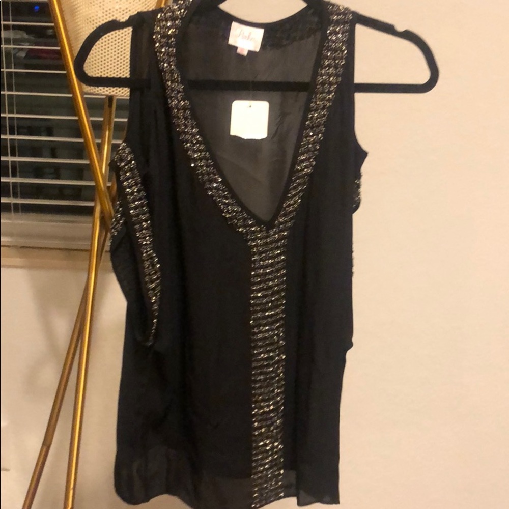 NWT Parker Black Top Sequin Nice Top XS - Picture 1 of 3
